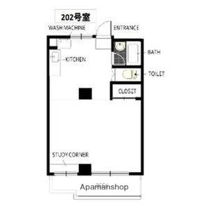 ブルーアッシュビルディング(ワンルーム/2階)の間取り写真