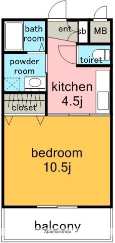 メゾンタットル(1DK/2階)の間取り写真