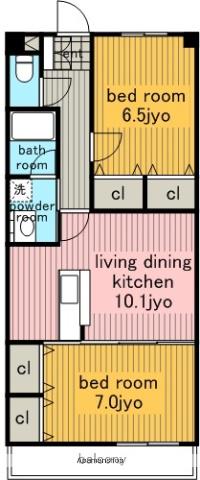 セラヴィー小池(2LDK/4階)の間取り写真