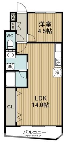 ヒルズ平和ヶ丘(1LDK/3階)の間取り写真