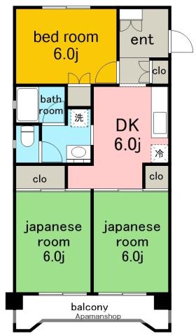 サンパークマンション(3DK/7階)の間取り写真