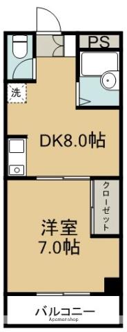 第五名昭ビル(1DK/2階)の間取り写真