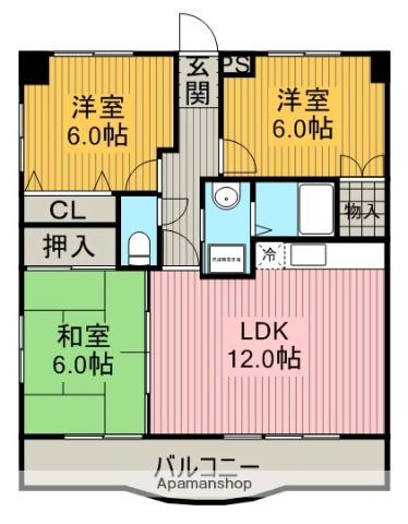 メゾン藤英 北館(3LDK/2階)の間取り写真