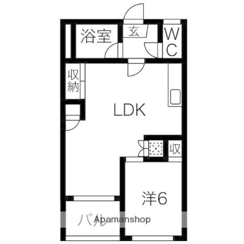 新宿ビル(1LDK/2階)の間取り写真