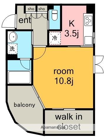 名鉄瀬戸線 旭前駅 徒歩2分 3階建 築22年(1K/2階)の間取り写真