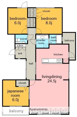 リポーズ・オン一社(3LDK/3階)の間取り写真