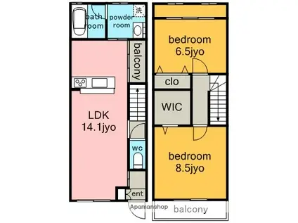 アプト上社(2LDK)の間取り写真