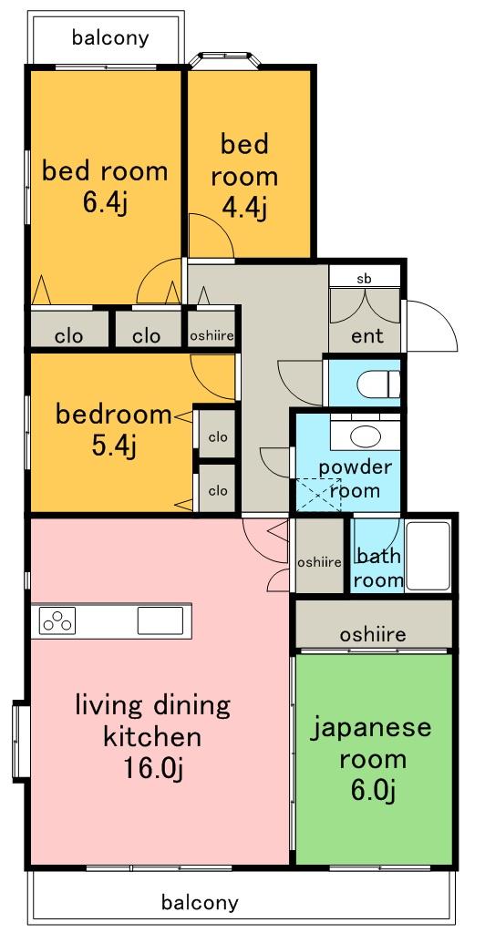 パークノヴァ上社北(4LDK/3階)の間取り写真