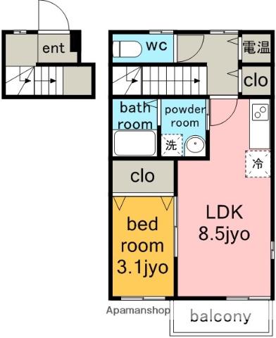 ステラコート市ヶ洞 A・B・C(1LDK/2階)の間取り写真