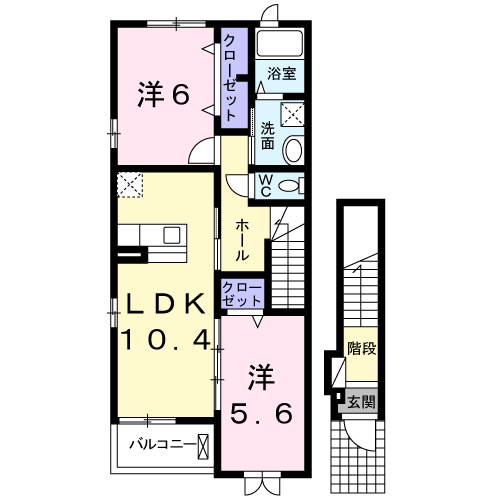 プリムローズ(2LDK/2階)の間取り写真