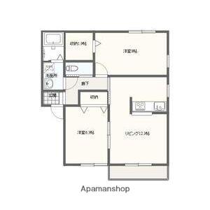 ソシア東名(2LDK/2階)の間取り写真
