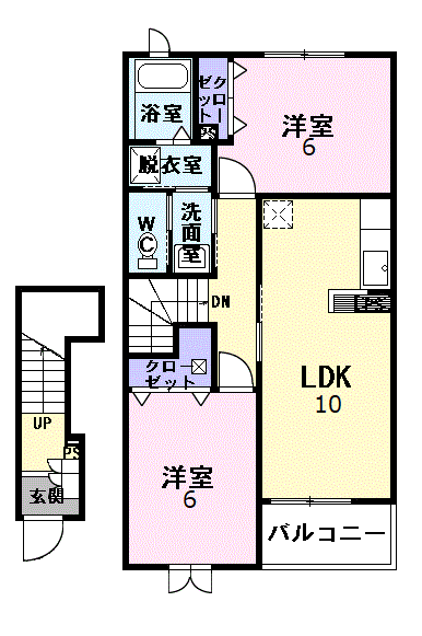 フィオーレHARUOKA(2LDK/2階)の間取り写真