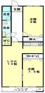 メゾン親名(2LDK/2階)の間取り写真