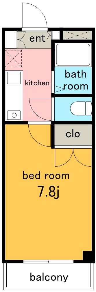 サンヒルズ藤ヶ丘(1K/4階)の間取り写真