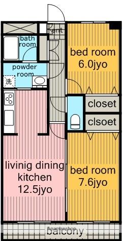 ダノイ美崇(2LDK/1階)の間取り写真