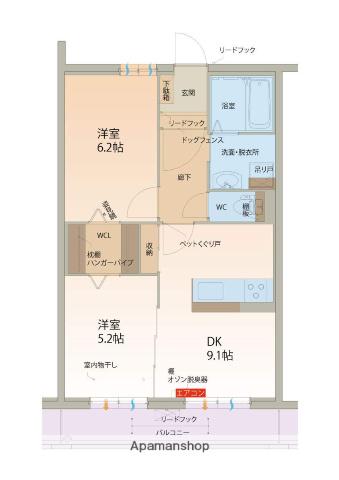ソーヴィニヨン・ハート(2DK/3階)の間取り写真