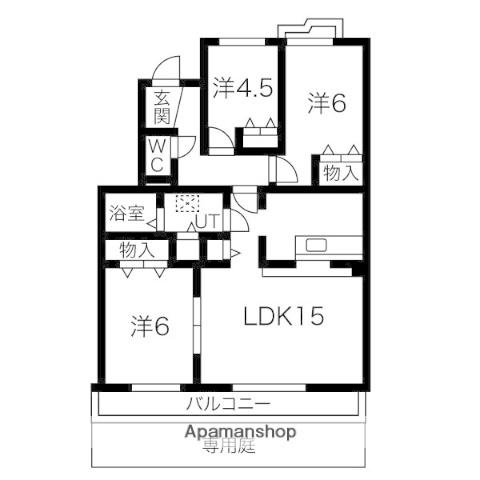 メトロ藤が丘(3LDK/1階)の間取り写真