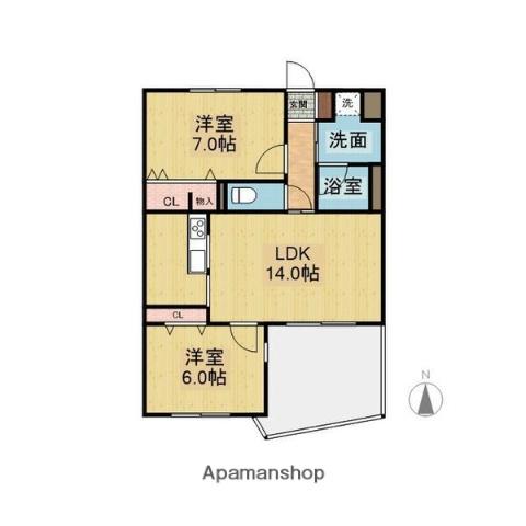 アンシャンテ(2LDK/4階)の間取り写真