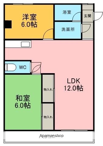 IST猪子石102(2LDK/2階)の間取り写真