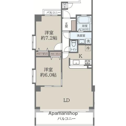ソシア楠乃木(2LDK/3階)の間取り写真