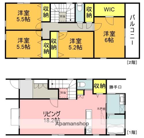 名古屋市東山線 上社駅 バス乗車時間：15分 名東図書館バス停で下車 徒歩3分 2階建 築1年(4LDK)の間取り写真