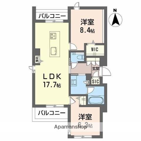 ABEND MEER(2LDK/2階)の間取り写真