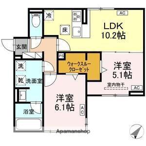 ルサンティエ一社(2LDK/2階)の間取り写真