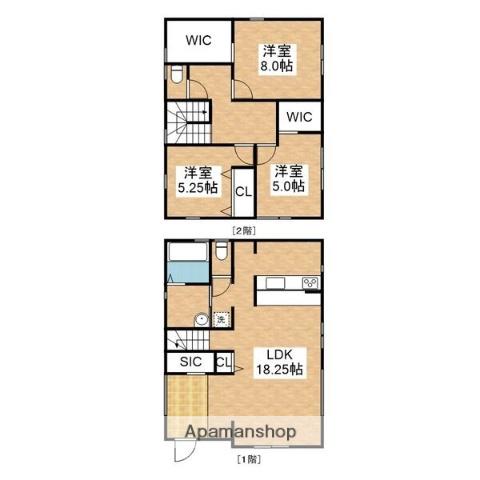 愛知高速東部丘陵線 はなみずき通駅 徒歩9分 2階建 新築(3LDK)の間取り写真