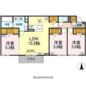 シャンドフルール(3LDK/1階)の間取り写真