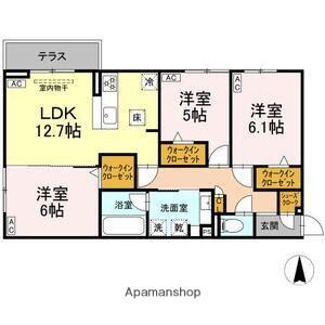 シャンドフルール(3LDK/1階)の間取り写真