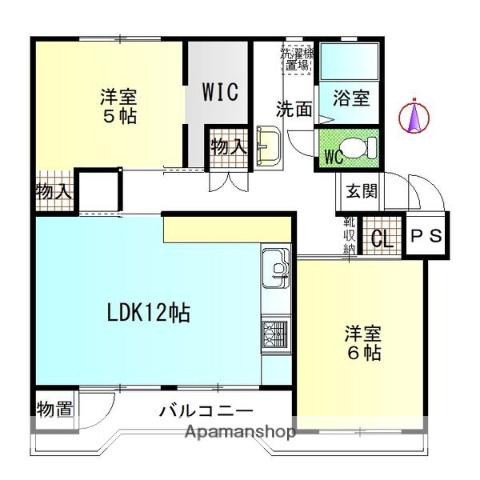 ラポール尾張旭(2LDK/5階)の間取り写真