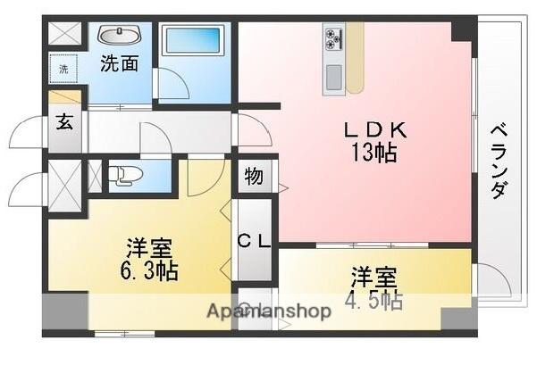 ADEL DORF本郷(2LDK/4階)の間取り写真