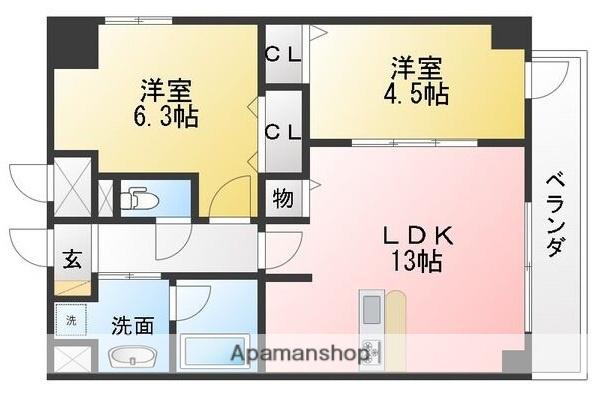 ADEL DORF本郷(2LDK/2階)の間取り写真