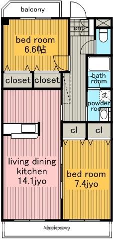 セラヴィー小池(2LDK/3階)の間取り写真