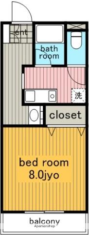 HISTORY宝が丘(1K/2階)の間取り写真