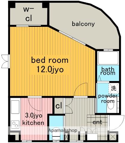 よもぎの郷(1K/3階)の間取り写真