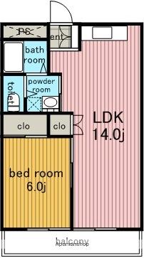 浅野ビル(1LDK/5階)の間取り写真