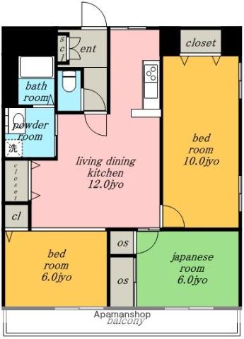 ジュネス青山(3LDK/1階)の間取り写真