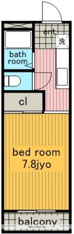 レイクサイドヴィラ(1K/2階)の間取り写真