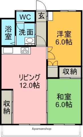 マンション重徳(2LDK/4階)の間取り写真