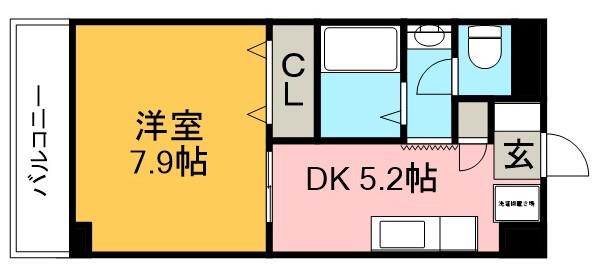 ディアⅣ(1DK/2階)の間取り写真
