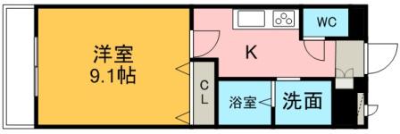 イーストヒルズ東山(1K/2階)の間取り写真