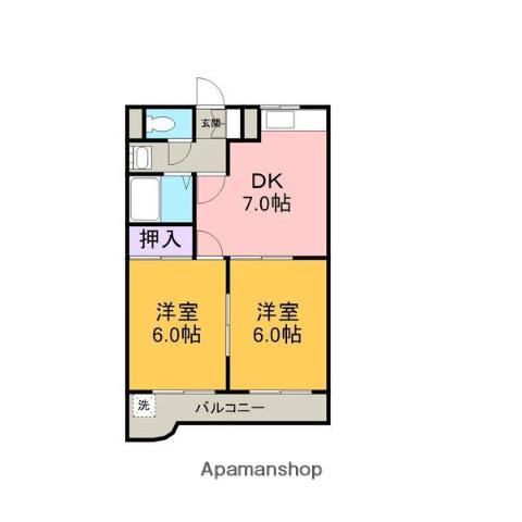 アークセカンド(2DK/3階)の間取り写真