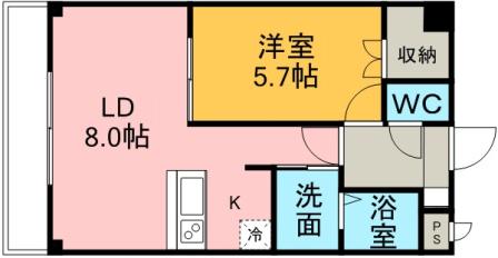 メロン宇佐美(1LDK/3階)の間取り写真