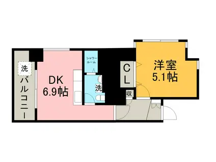 アーバンステージ豊田(1DK/4階)の間取り写真