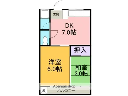 第1マンション龍(2DK/2階)の間取り写真