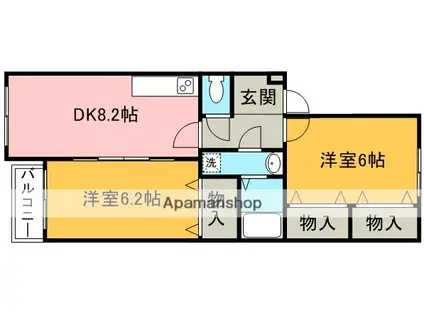 ルミエール山之手(2LDK/2階)の間取り写真