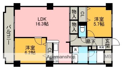 山ノ手丸太マンション(2LDK/1階)の間取り写真