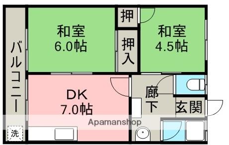 朝日コーポラス(2DK/2階)の間取り写真
