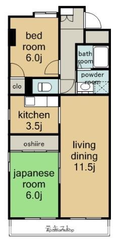 ラ・フォーレYAMADA(2LDK/4階)の間取り写真